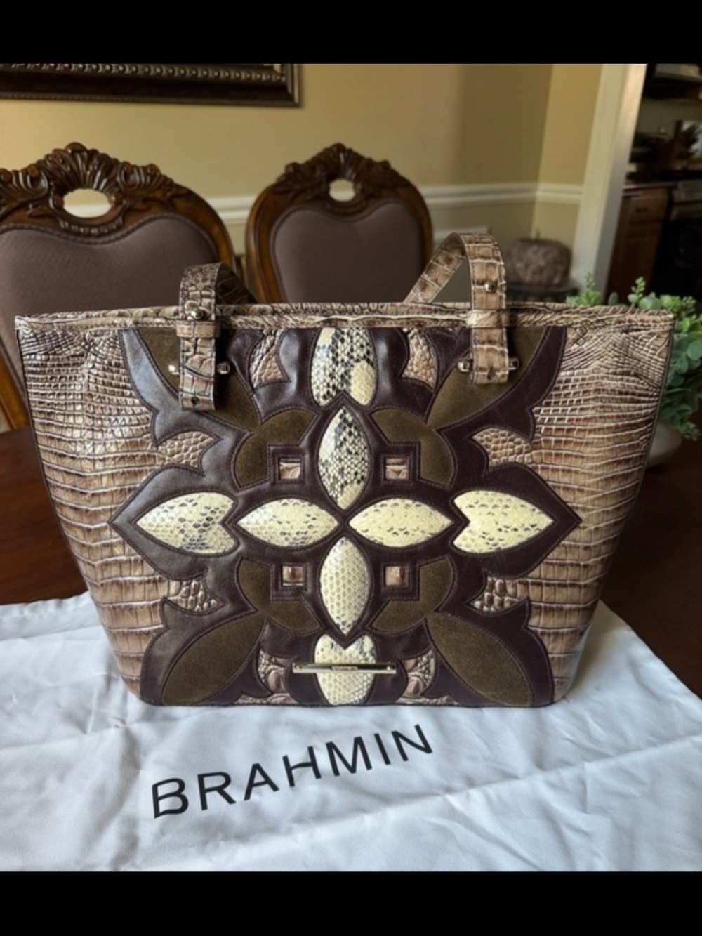 Brahmin Asher Tote Rare, Limited-Edition Elmwood Palazzo Multi-Texture